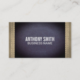 Carte De Visite Cuir Sepia Violet Double Trait