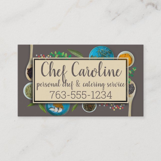 Carte De Visite Cuisine à base d'herbes épices chef cuisinier gast (Devant)