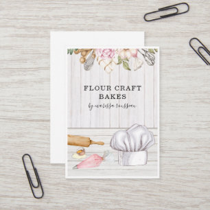 Carte De Visite Cuisine à l'aquarelle Chef Baker Outils de cuisson
