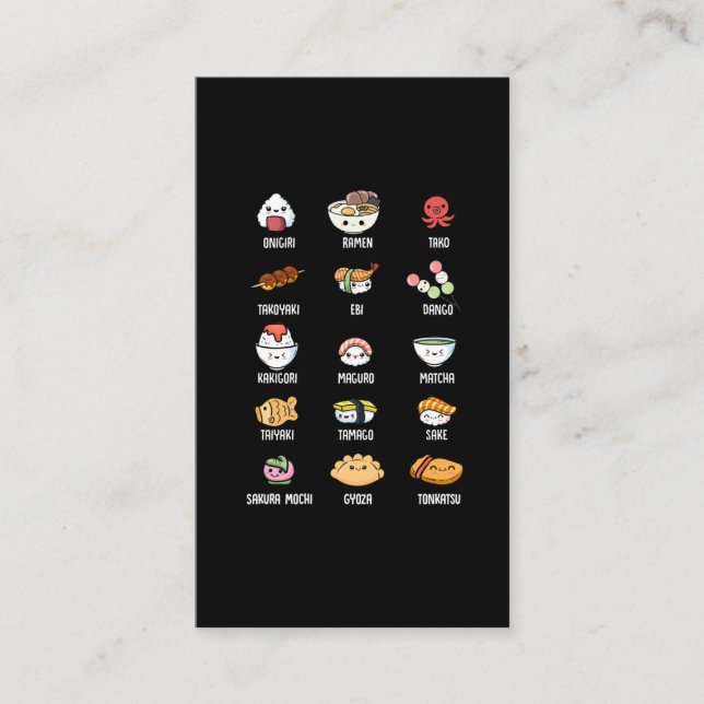 Carte De Visite Cuisine asiatique Cuisine Kawaii Rice Sushi Poisso (Devant)