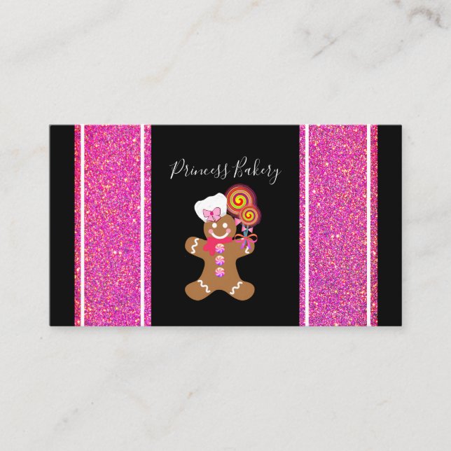 Carte De Visite Cuisine Baker Pink Parties scintillant Gingerbread (Devant)