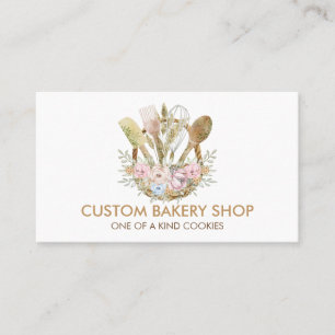 Carte De Visite Cuisine Boho Brown Fleur Rustic Boulangerie