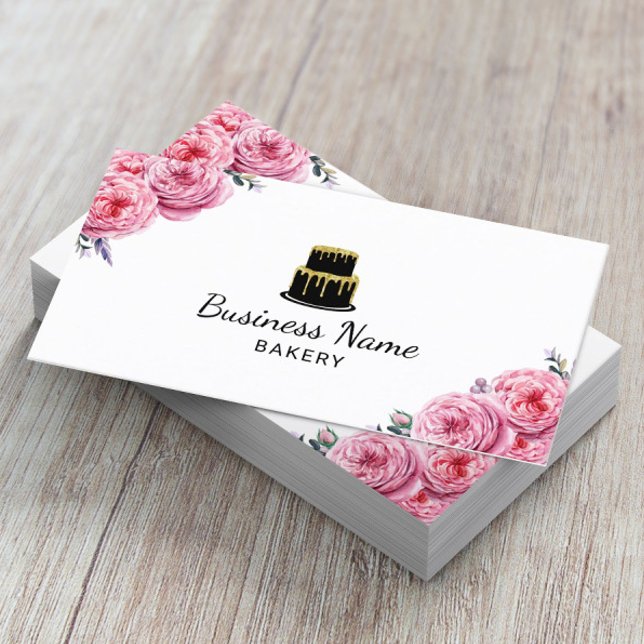 Carte De Visite Cuisine boulangerie Pâtisserie Chef Élégant Floral (Créateur téléchargé)