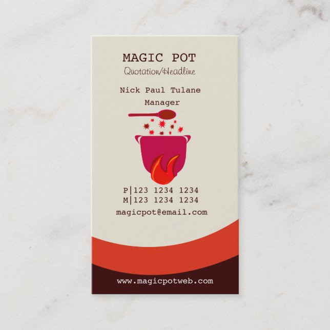 Carte De Visite Cuisine chaude fermentant le chef de pot (Devant)