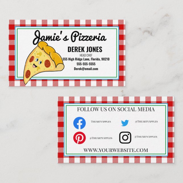 Carte De Visite cuisine classe restauration diner pizza pizzeria c (Devant / Derrière)