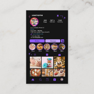 Carte De Visite Cuisine de boulangerie Instagram Chef pâtisserie v