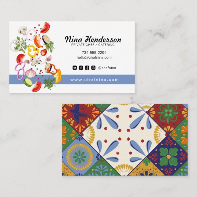 Carte De Visite Cuisine de chef privé hachée Cuisine de restaurati (Devant / Derrière)