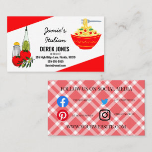 Carte De Visite cuisine de classe restauration spaghettis italien