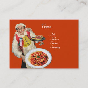Carte De Visite CUISINE ITALIENNE SPAGHETTI & MANDOLIN, orange