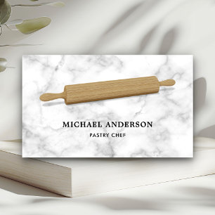 Carte De Visite Cuisine Marbre blanc Cuisine en bois Rolling Pin p