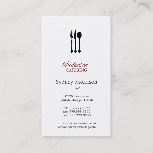 Carte De Visite Cuisine moderne Chef/Restauration/Restaurant (Devant)