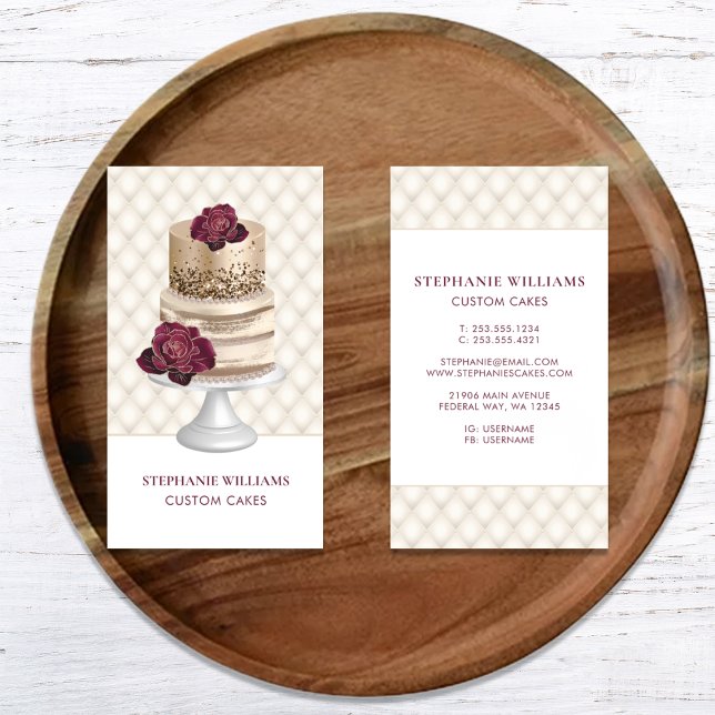 Carte De Visite Cuisine pâtissière Chef Cuisine personnalisée (Bakery Pastry Chef Custom Cake Business Card)
