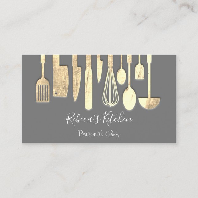 Carte De Visite Cuisine Personnel Chef Restaurant Restauration Gri (Devant)