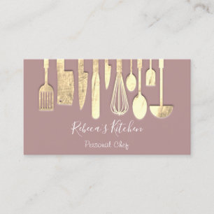 Carte De Visite Cuisine Personnel Chef Restaurant Rose de restaura