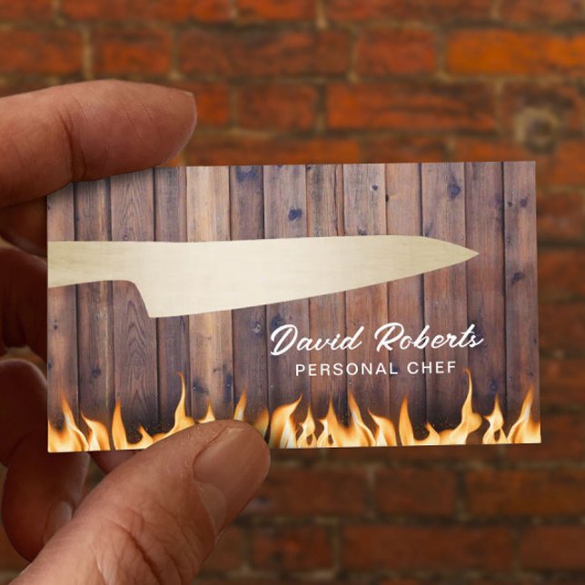 Carte De Visite Cuisine personnelle Cuisine d'or Couteau et feu Bo (Créateur téléchargé)