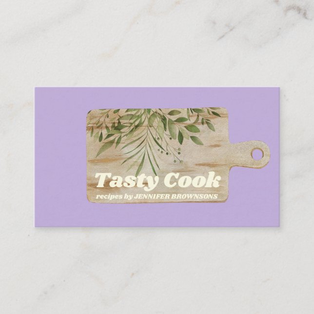 Carte De Visite Cuisine rustique violet de la planche à découper (Devant)