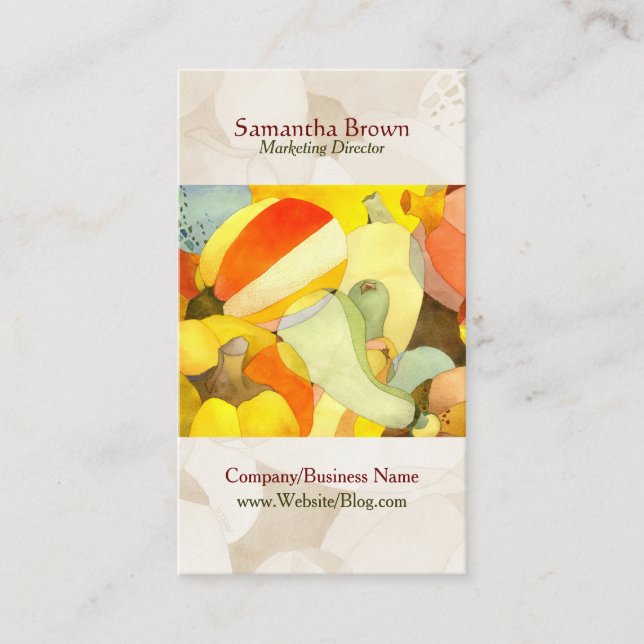 Carte De Visite Cuisinier unique Citrouille aquarelle (Devant)