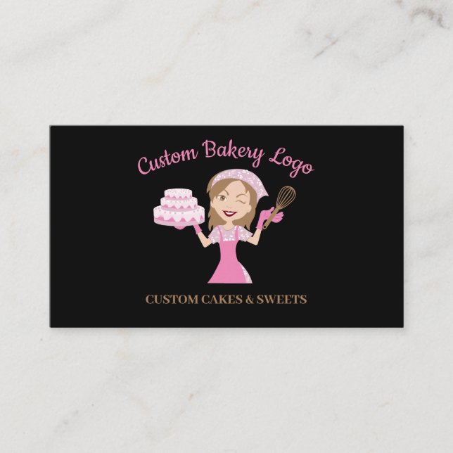 Carte De Visite Cuisinière violette femme boulangerie gâteau (Devant)