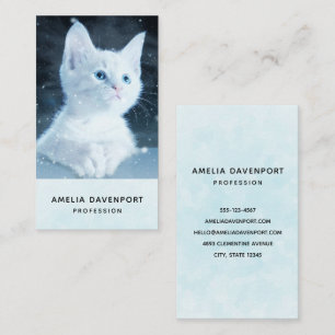 Carte De Visite Cuite Kitten blanc avec de beaux yeux bleus