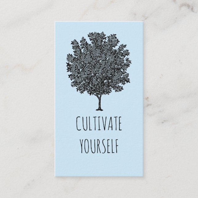 Carte De Visite Cultiver Vous-Même Fruit Arbre Pastel Bleu (Devant)