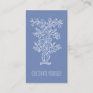 Carte De Visite Cultivez-vous Branche Entrelacée Bleu Fumé