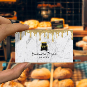 Carte De Visite Cupcake Boulangerie Gold Drige Marbre blanc modern