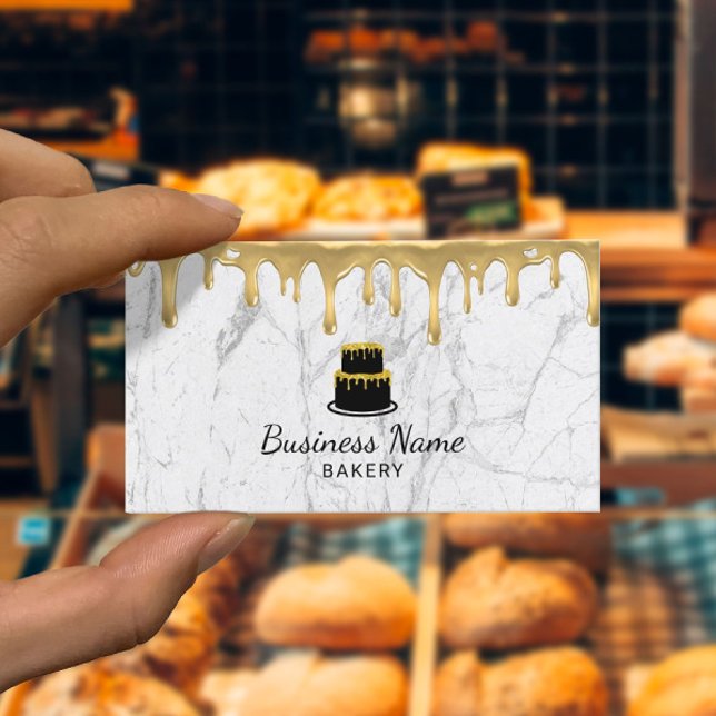 Carte De Visite Cupcake Boulangerie Gold Drige Marbre blanc modern (Créateur téléchargé)