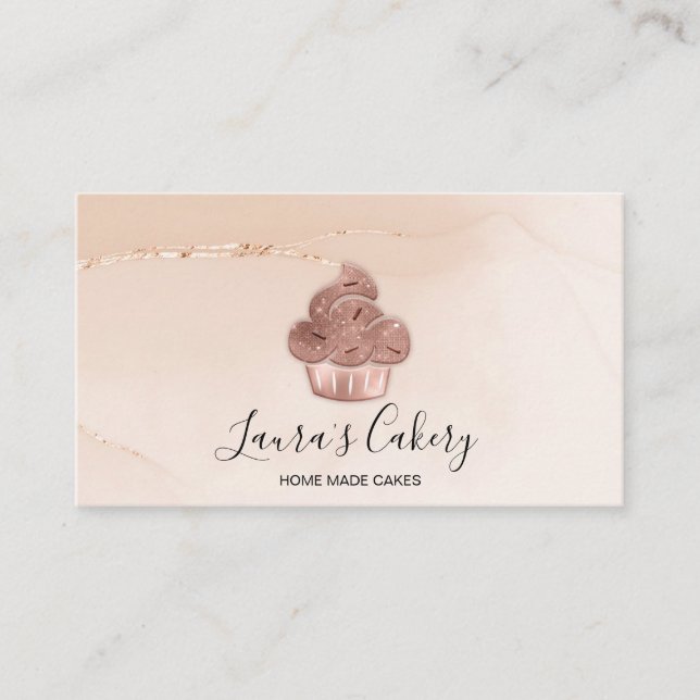 Carte De Visite Cupcake Boulangerie Pâtisserie Chef Blush Rose Ros (Devant)