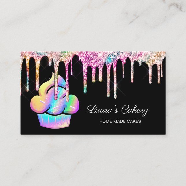 Carte De Visite Cupcake Boulangerie Pâtisserie Chef Holographique  (Devant)