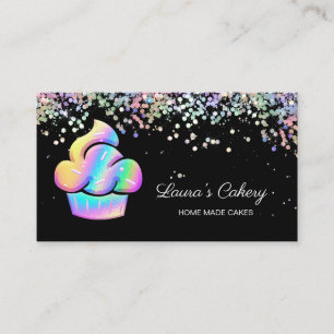Carte De Visite Cupcake Boulangerie Pâtisserie Chef Holographique 