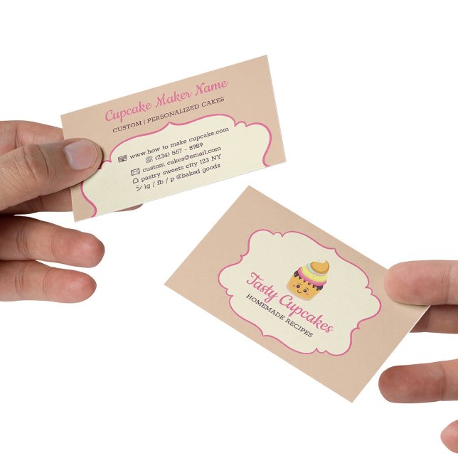 Carte De Visite Cupcake Cute Baker desserts sucreries (Cupcake Cute Baker desserts sweets Business Card)