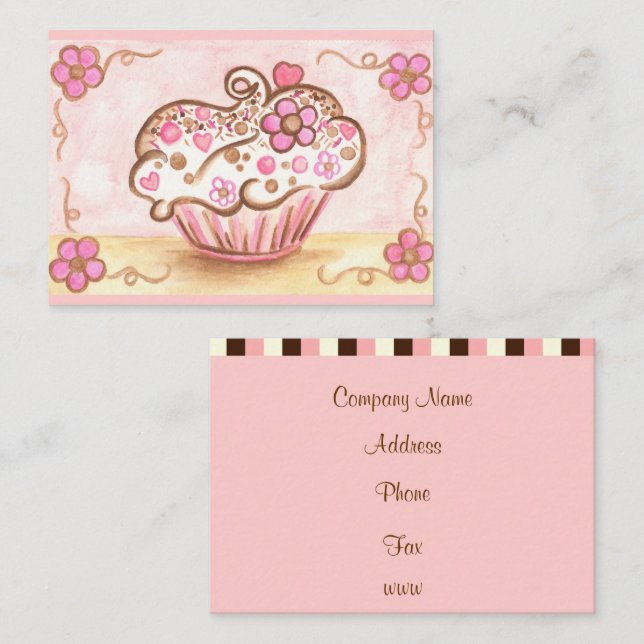 Carte de visite Cupcake Fleur (Devant / Derrière)