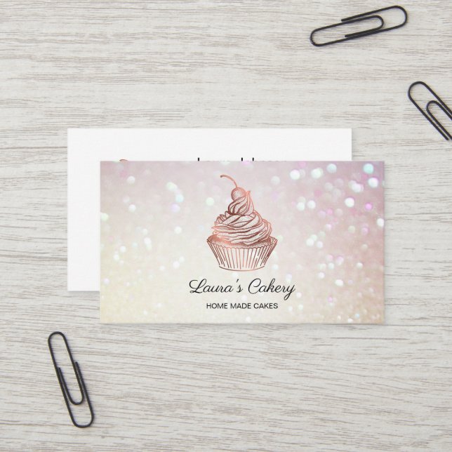 Carte De Visite Cupcake Home Bakery Rustic Vintage (Devant/Arrière en situation)