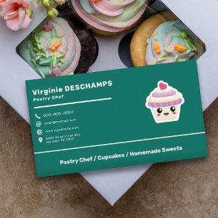 Carte De Visite Cupcake Kawaii pour chef pâtissier