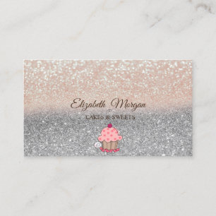 Carte De Visite Cupcake Mignon Moderne, Ombré Pailleté
