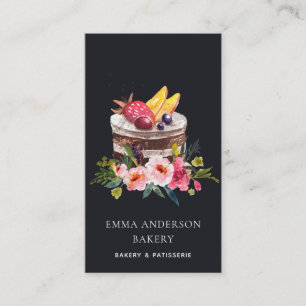 CARTE DE VISITE CUPCAKE PATISSERIE CUPCAKE FLORAL FRUITS NOIRS