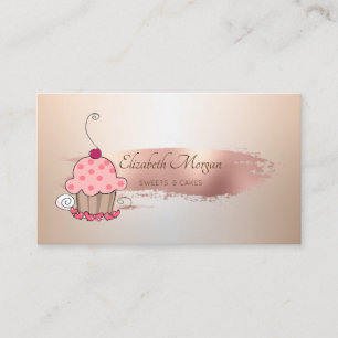 Carte De Visite Cupcake professionnel rose gold pinceau stroke
