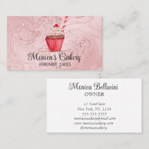 Carte De Visite Cupcake rose Gâteaux Sucrés Gâteaux Pâtisseries ma