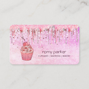 Carte De Visite Cupcake rose Maison Boulangerie Pâtisserie Déchi