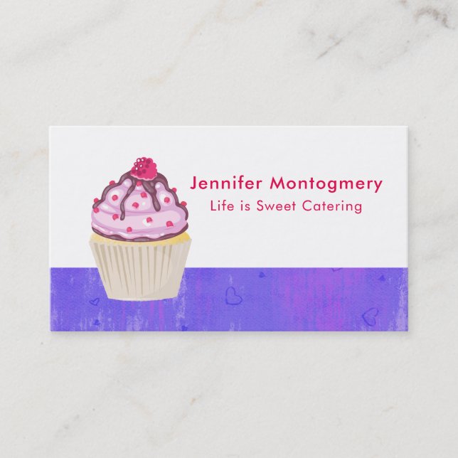 Carte De Visite Cupcake sucré avec framboise sur le dessus (Devant)