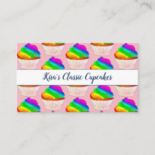 Carte De Visite Cupcakes Arc-En-Ciel Whimsical Baker Ou Boulangeri