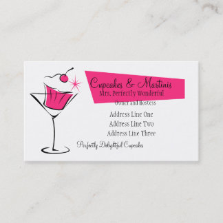 Carte De Visite Cupcakes et Martinis en rose chaud
