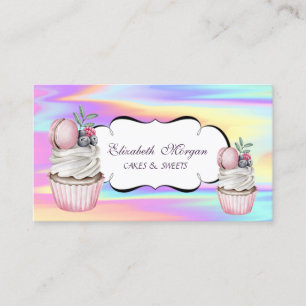 Carte De Visite Cupcakes Macaron Bakery Coloré Holographique
