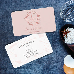 Carte De Visite Cupcakes Outils de cuisson Ustensiles Whisk Monogr