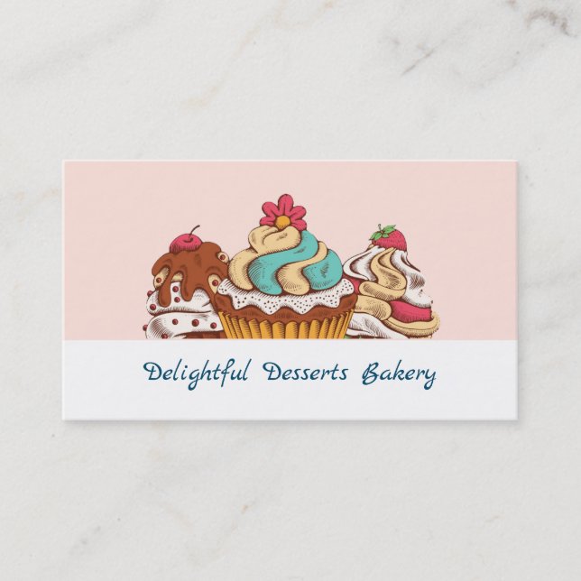 Carte De Visite Cupcakes Style Rétro Sucré boulangerie dessert (Devant)