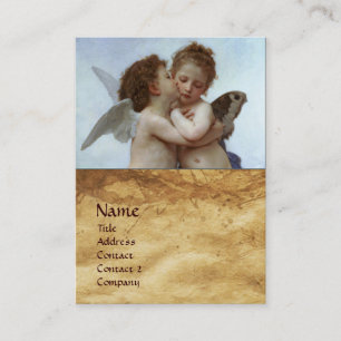 Carte De Visite Cupidon et Psyché comme Enfants MONOGRAM Parchemin