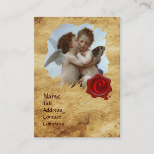 Carte De Visite Cupidon et Psyché comme Enfants MONOGRAM Parchemin