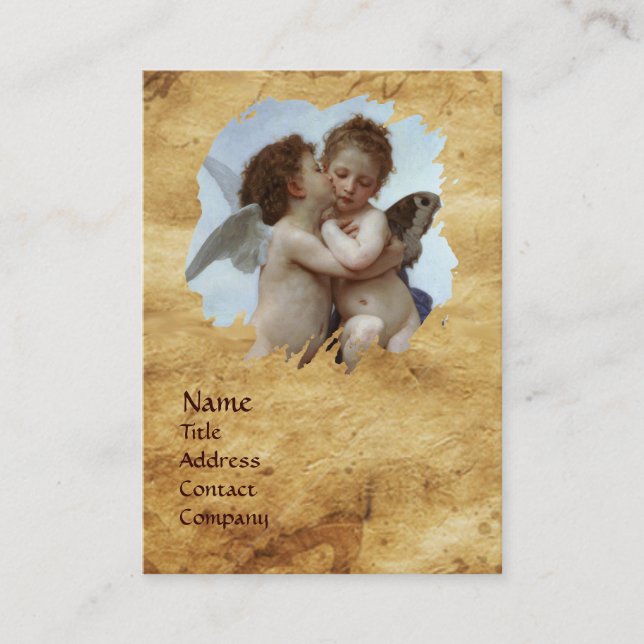 Carte De Visite Cupidon et psychique en tant que parchemin pour en (Devant)