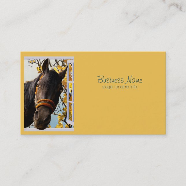 Carte De Visite Curieux Cheval À Travers La Fenêtre De La Cuisine (Devant)