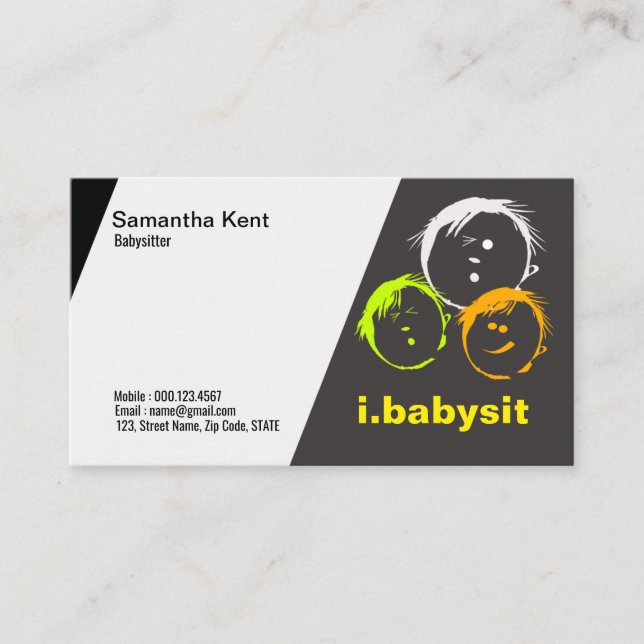 Carte de visite curieux de babysitter de visages (Devant)